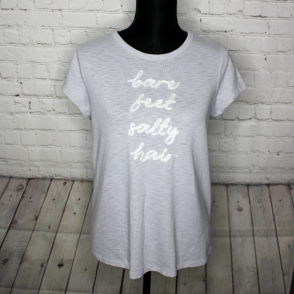 LC Lauren Conrad Tops - Lauren Conrad Gray Beach Bare Feet Salt Hair Top S